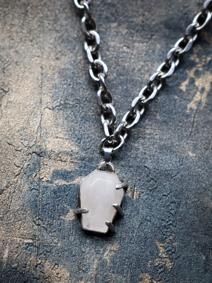 CLEAR QUARTZ COFFIN NECKLACE (READY TO SHIP)