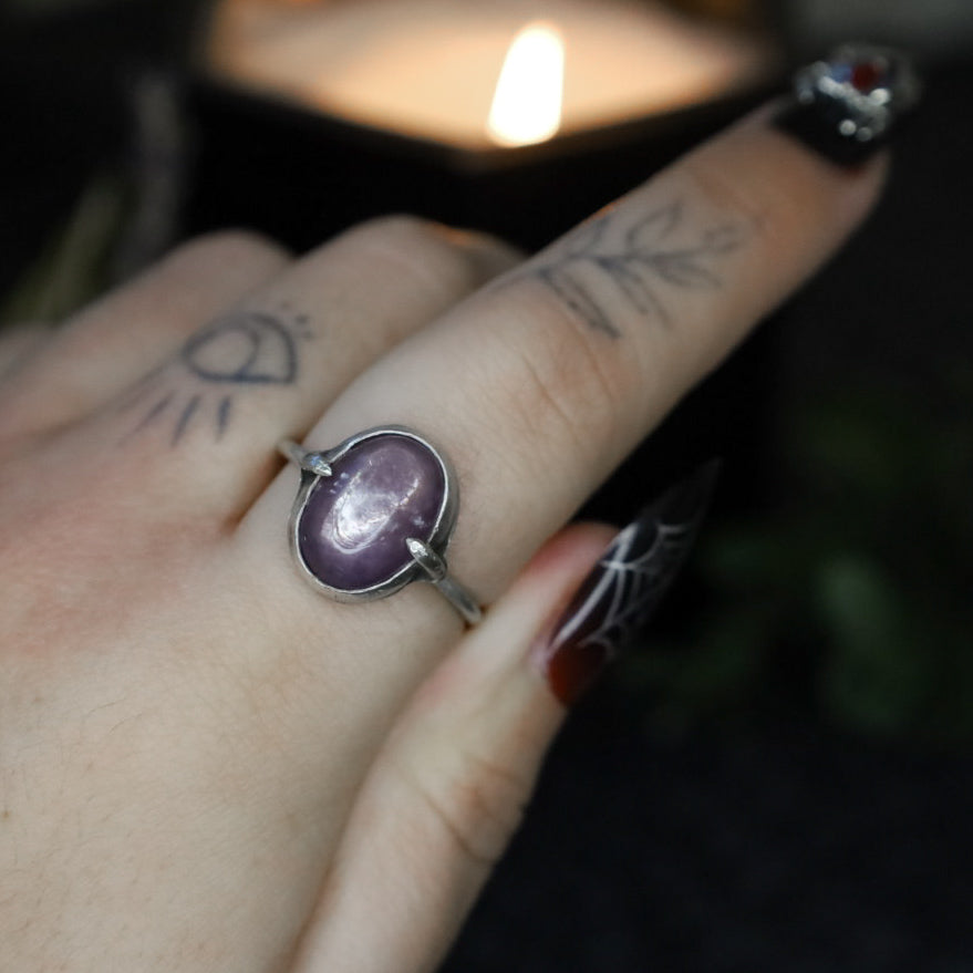 GEM LEPIDOLITE RING (SIZE U 1/2)