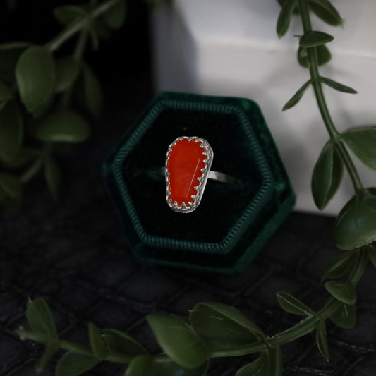 CARNELIAN COFFIN RING (SIZE O)