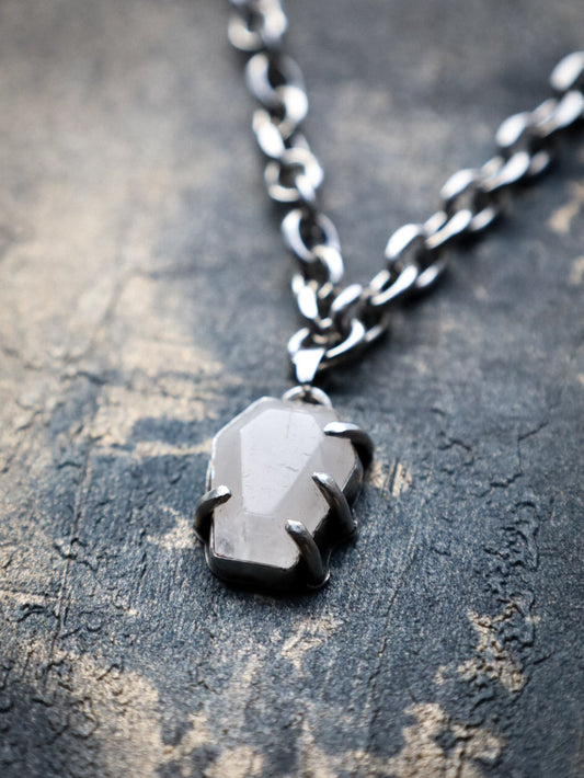 CLEAR QUARTZ COFFIN NECKLACE (READY TO SHIP)